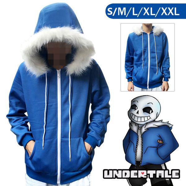 

undertale sans hoodie blue coat cosplay jacket costume sweatshirts man zipper hoodies sweatshirt winter jacket coat, Black
