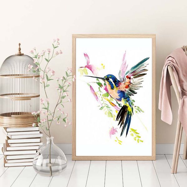 

watercolor animal birds poster minimalist art canvas painting wall picture long banner print modern home room decoration