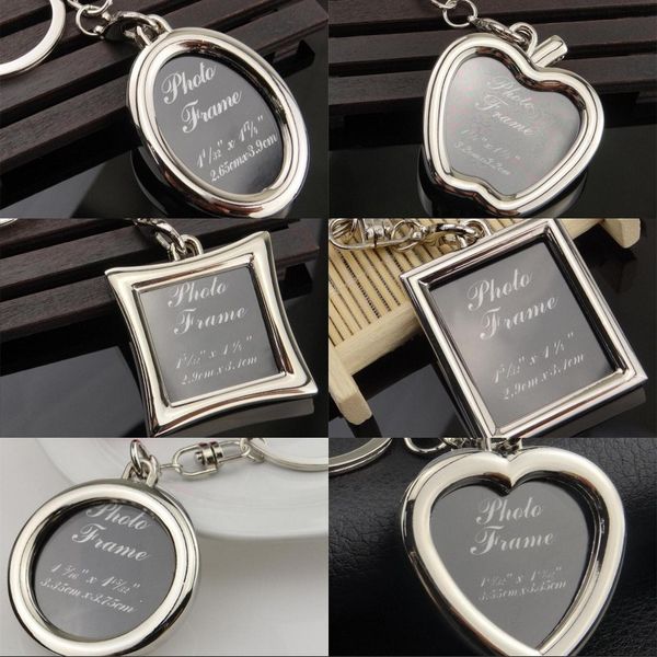 

p frame keychain fashion mini creative insert apple heart square shape keyring car keychains 6 styles, Silver