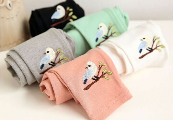 

summer&autumn toddler baby girls skinny pants kids leggings cute bird print stretchy leggings 2-7 years, Blue