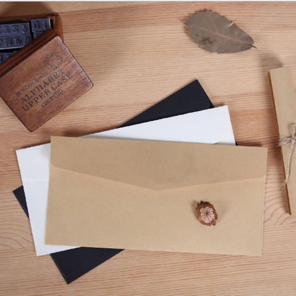 

50pcs/set classical brown white black kraft blank mini paper window envelopes wedding invitation envelope gift envelope 3 color