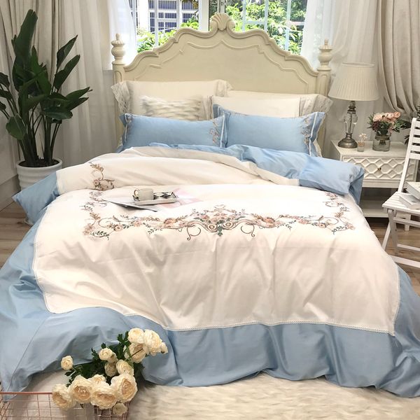 New 80s Egyptian Cotton Embroidery Royal Bedding Sets Queen King