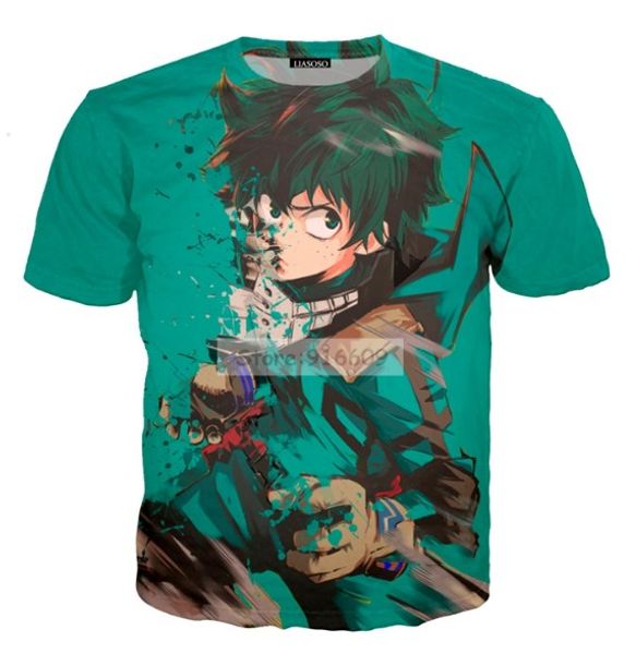 

новейшие модные женские / мужские аниме boku no hero мой герой academia funny 3d print футболка летние повседневные тройники aa593, White;black