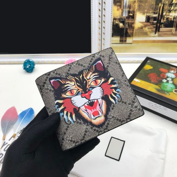 

real leather tiger and wolf wallet card holders more letter credit card bus card wallets for men women with box 8x11cm, Red;black