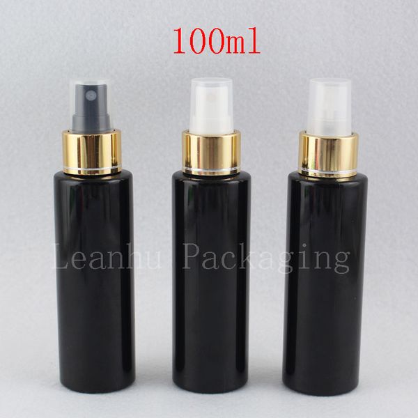 

100ml black perfumes mist sprayer pump plastic bottles refillable empty spray bottle containers with gold collar pump 50pc/lot