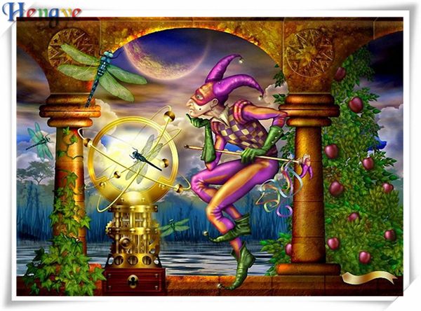 

diy diamond painting cross stitch kit rhinestone mosaic home decor gift magician clown full square&round diamond 5d embroidery aa0468