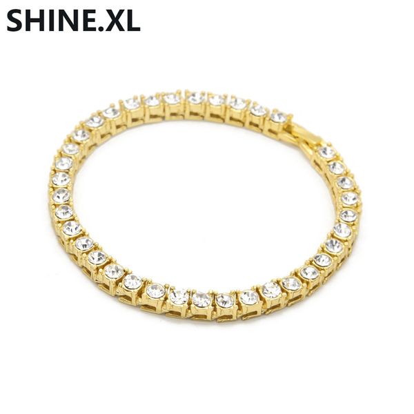 

Fashion Jewelry Single One Row Rhinestone Iced Out CZ Crystal Tennis Chain Bracelet 8inch Hip Hop Men Bling Bling Jewelry