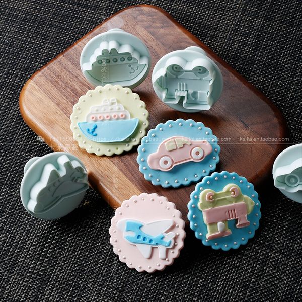 

wholesale- 3d quality biscuit mould diy frosting biscuits sugar biscuits child puzzle car train cookie mold plane ocean ship cutter