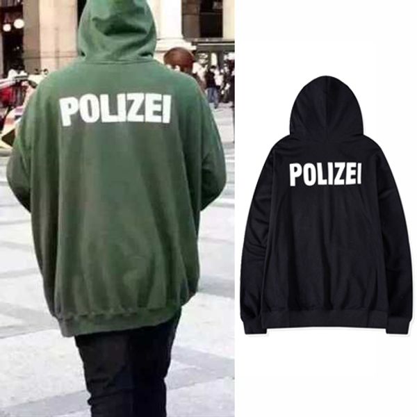 

Vetements зеленый толстовка мужчины POLIZEI печатных капюшоном толстовка женщины мужчин