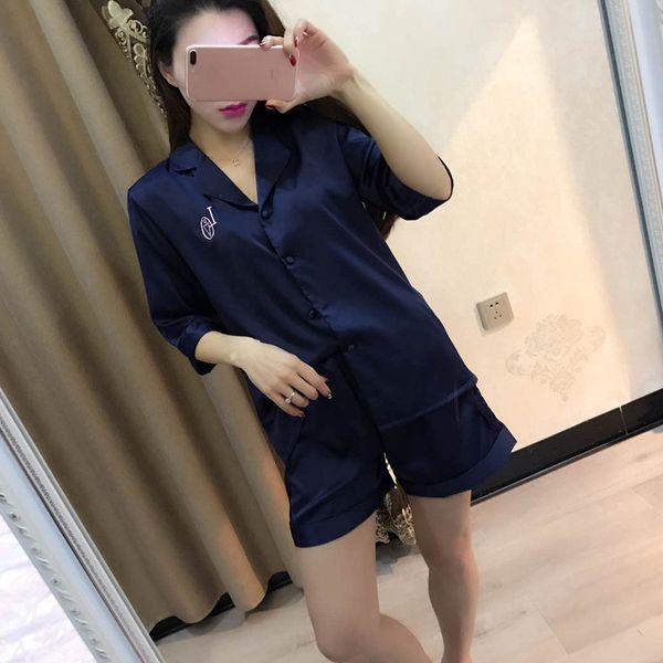 

women pajamas sets female 2018 elegant pijama fashion pajamas for women silk satin pajama sets lace shorts 2 pieces sleepwear, Blue;gray