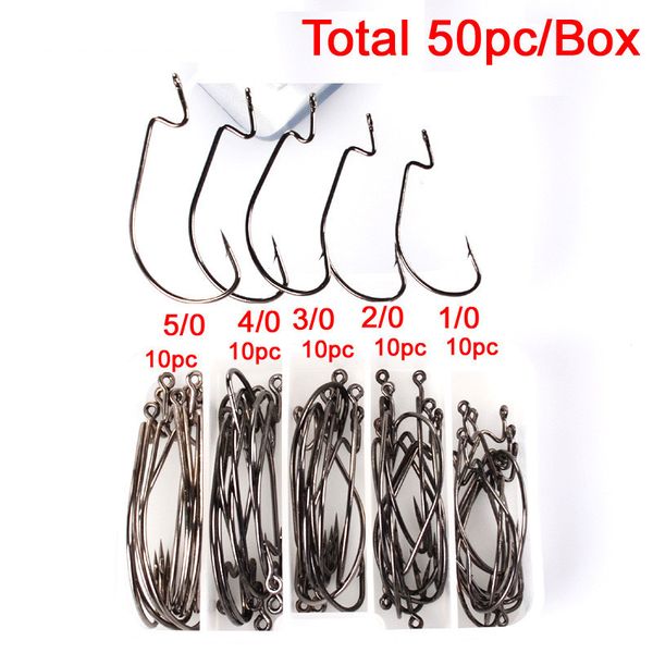 

stainless steel jig barbed crankhooks soft rubber worm grub fishing hooks 5sizes antirust single fishhook 50pc/box