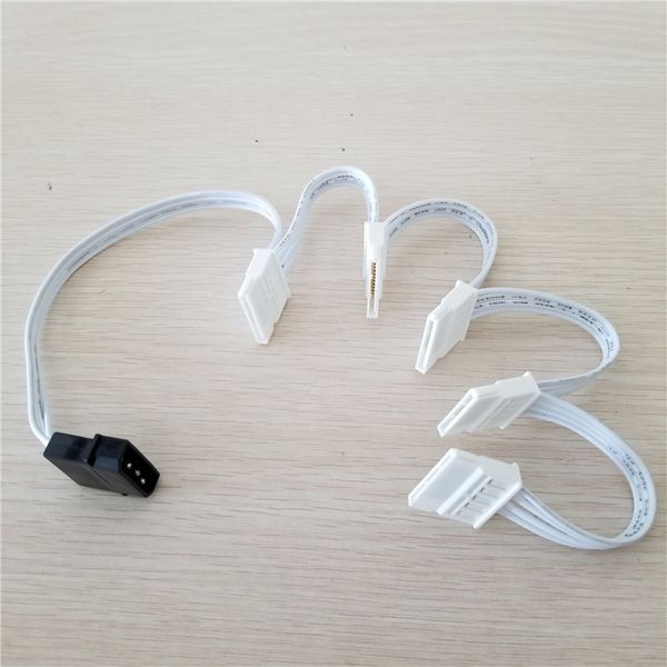 

100pcs/lot hard drive sata power supply cable 4pin ide molex to 5 sata connector lead 18awg for hdd ssd cage pc server
