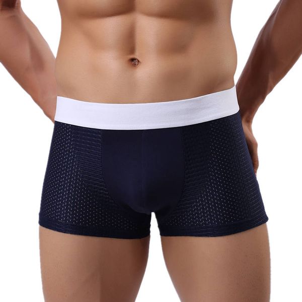 

designed men's boxers breathable bulge pouch boxer shorts trunks mesh underwear underpants males basic bottoms new arrival hot, Black;white