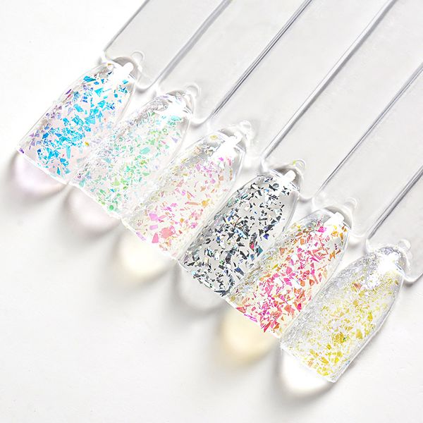 

mtssii 1box laser glitter galaxy holo flake rainbow nail art sequins holographic flakies powder paillettes, Silver;gold
