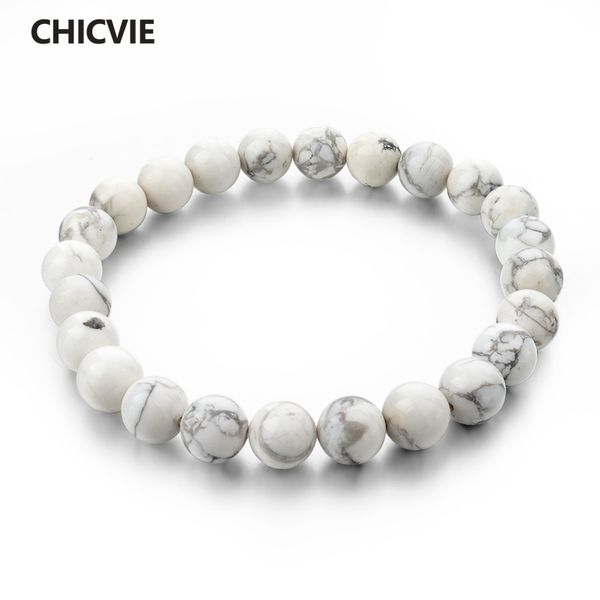

chicvie natural stone strand femme bracelets with stones casual men jewelry white beads diy bracelets & bangles for women 2018, Black