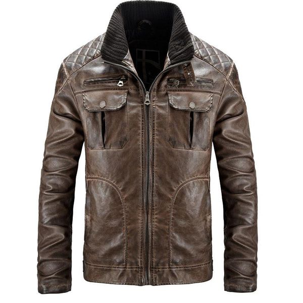

mens designer jackets slim sheepskin coat motocycle leather jacket men brand pilot jacket leather pelt bomber jackets, Black