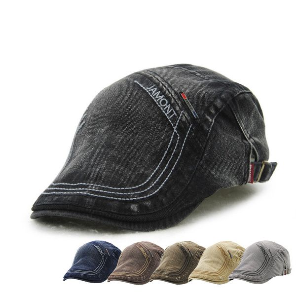 

wholesale vintage beret for men summer fashion flat hat casual visor caps brand designer retro men cotton cap button adjustable, Blue;gray