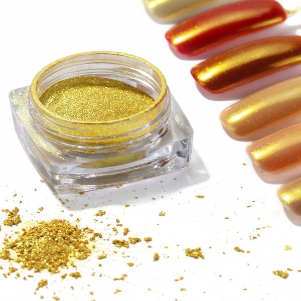 

coscelia 1pc silver /gold nail glitter nails art for gel nail polish with sponge stick nails magic mirror powder chrome pigment
