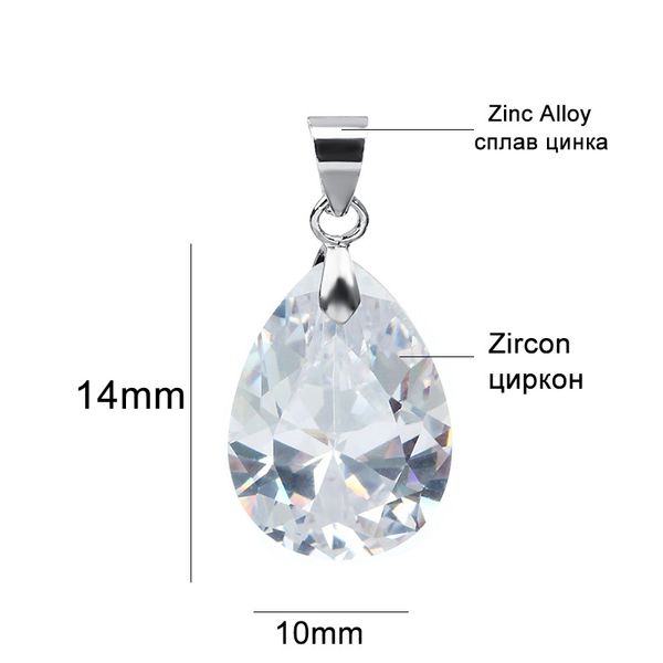 

xinyao 2pcs drop natural stone zircon charms pendants 10*14/9*18/13*18mm cubic zirconia pendants diy necklace jewelry making, Bronze;silver
