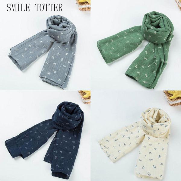 

2018 new style figure children's scarf autumn and winter design fashion cotton linen number baby scarf, Red;brown