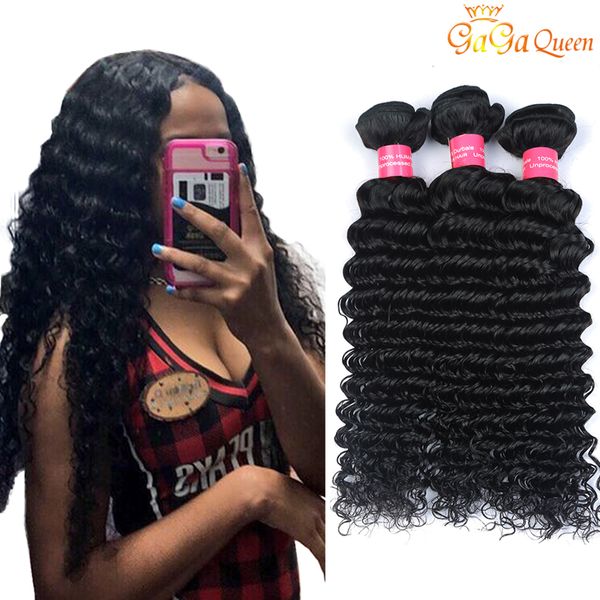 

класс 8а бразильские пучки глубоких волн человеческих волос 100% необработанные бразильские пучки глубоких волн 4 пучка бразильских человече, Black