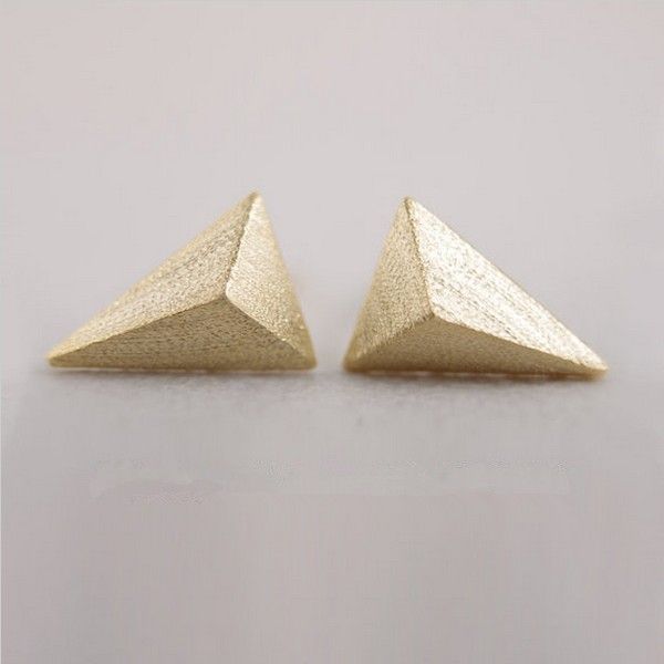 

the latest elements gold plating stud earrings silver plating stereoscopic triangle stud earrings wholesale ing, Golden;silver