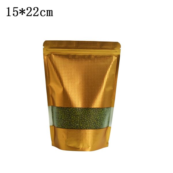 

15*22cm embossed golden aluminum foil food storage bag retail 50pcs/lot sugar candy food packing pouch mylar bag heat sealable zipper bags