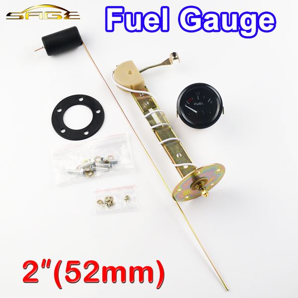 

car gauge 2" 52mm fuel gauge with fuel sensor car meter white led digital display automotive gauges black shell for 12v vehicle