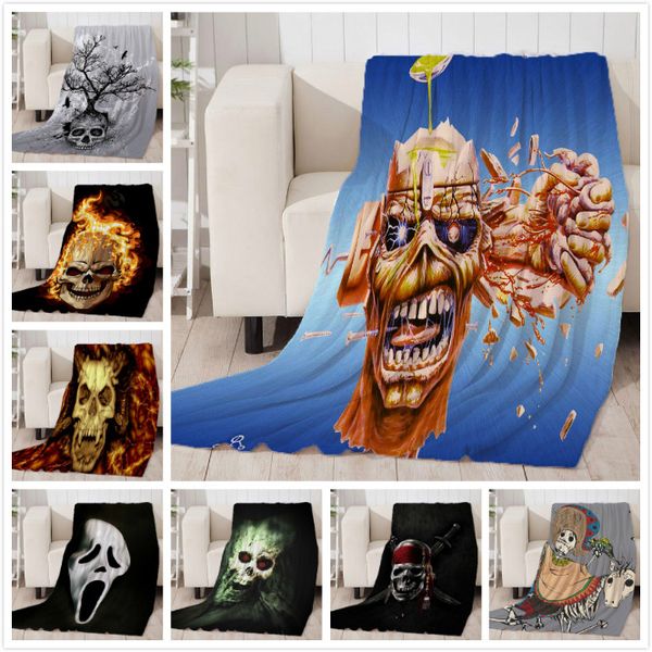 

coral fleece halloween skull skeleton head spider net nightmare throw blanket dropship