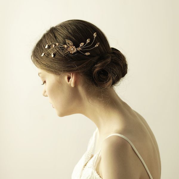 Hair Accessories Bridal Hair Comb With Pearls Golden Leaves Bridal