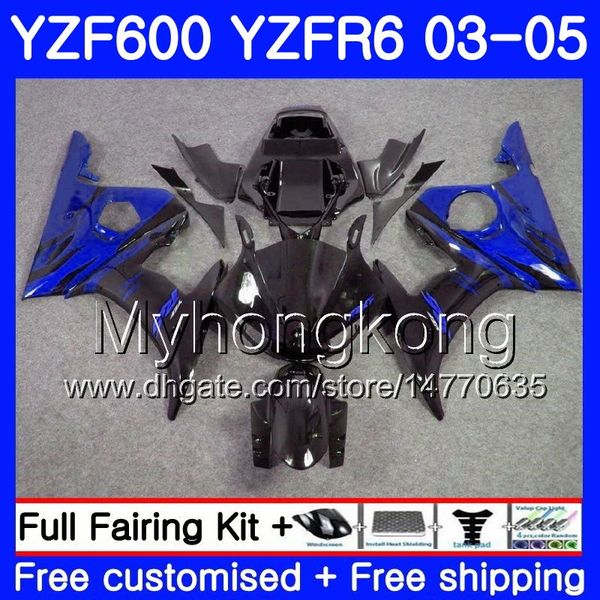 Кузов для YAMAHA YZF-600 blue flames stock YZF-R6 03 YZF R6 2003 2004 2005 кузов 228HM.45 и YZF 600 р 6 YZF600 YZFR6 03 04 05 обтекатели комплект