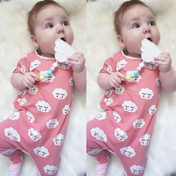 

2019 new baby romper girls jumpsuit summer cute cloud eyelash smile print rompers infant onesie fashion toddler bodysuit, Blue