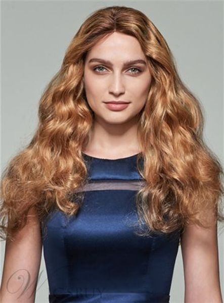 

mishair long wavy lace front wig 22 inches brown women's wig, Black;brown