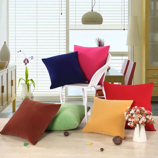 

new 16 colors plain pillowcase square cushion covers sofa chair polyester pillow slip good texture 45*45 cm