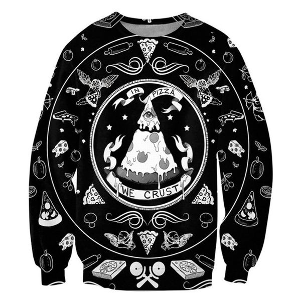 

new fashion cool sweatshirt hoodies men women 3d print black color pizza we crust style streetwear sleeve clothing b21