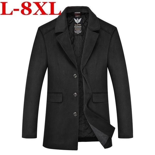 

2018 8xl 7xl 6x plus size winter jacket men thickening wool coat slim fit jackets outerwear warm man casual jacket overcoat coat, Black
