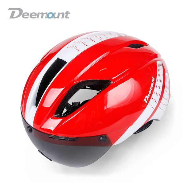 

deemount hmt-013 sturdy built aero cycling helmet bicycle mtb mountain road biking safety cap w/ goggle lens in-mold