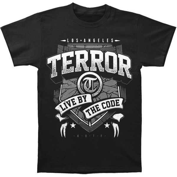 Terror Men S Banner T Shirt Large Black 2018 Fashion 100 Cotton