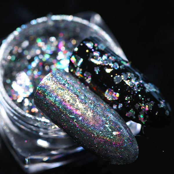 

holographic silver nail flakeis sequins 0.2g bling mirror paillette manicure nail art tips decoration, Silver;gold