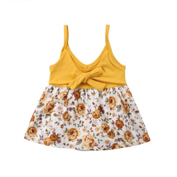 

baby girl cotton mini sleeveless v neck cute bodysuit dress clothes toddler kids baby girls clothing flowers 3-24m, Red;yellow
