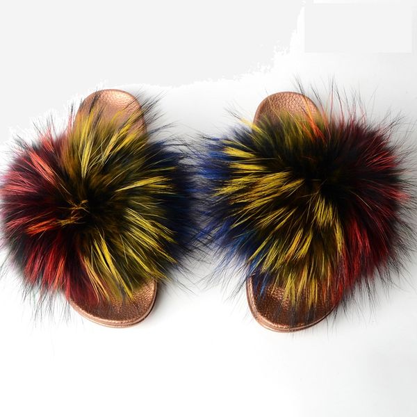 

Hot Sale Slippers Women Shoes Slip On Slider Fluffy Faux Fur Flat Home Ladies Shoes Flip Flop Sandal Female Shoe Plus Size 36-43