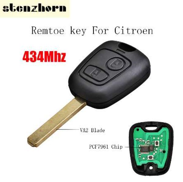 Stenzhorn 2 Tasten Auto Remote Key Transponder Chip PCF7961 für Citroen C1 C3 434MHz VA2 Blade Originalschlüssel