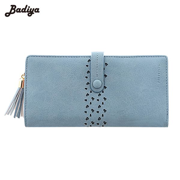 

grain leather hollow out continental wallet vintage tassel women hasp purse, Red;black