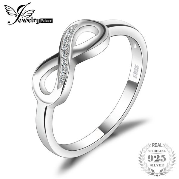 

jewelrypalace infinity forever love anniversary promise ring for women genuine 925 sterling silver fine jewelry, Golden;silver