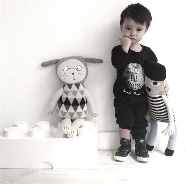 

детские ins луна комбинезоны 2 дизайн дети ins письма нет сна хлопок с длинным рукавом стиль комбинезоны детская одежда, Blue