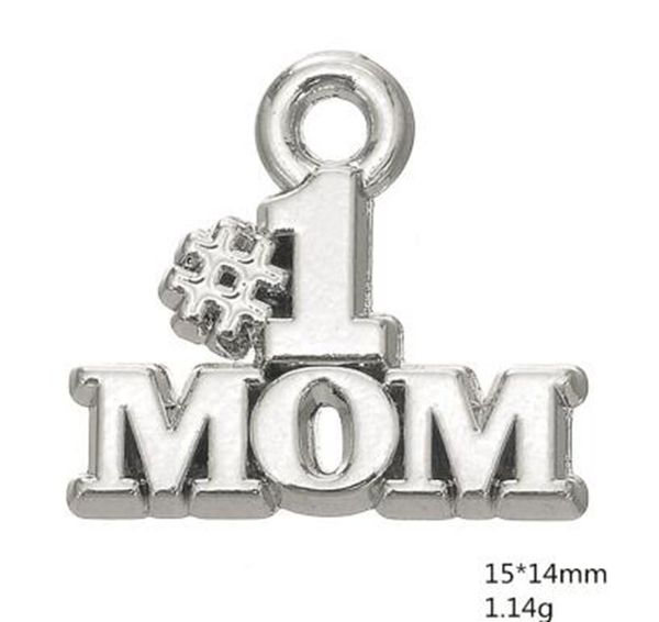 

#1 mom word charms for diy gift other customized jewelry, Bronze;silver