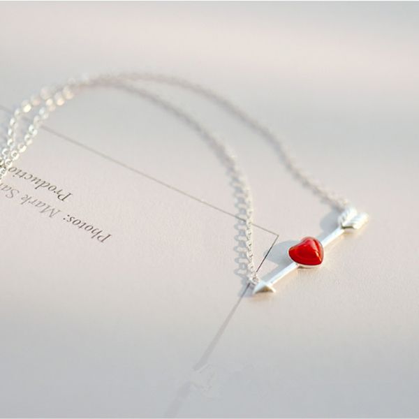 

япония и южная корея стрелка пирсинг ожерелье s925 стерлингового серебра простой студент короткий воротник цепи девушка подарок, Silver