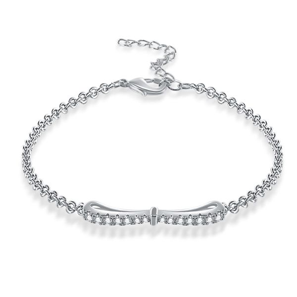 

sweet new silver rose gold color bowknot tennis bracelet lace up strand bracelets for women fine jewelry 10600831120 75, Black