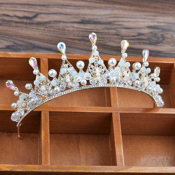 

korean bride new crown bride headband headdress p studio accessories, Golden;white