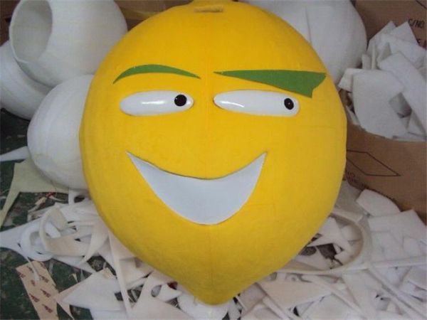 

2018 cute yellow lemon mascot costume furit lemon costume christmas birthday party fancy dress ing, Red;yellow